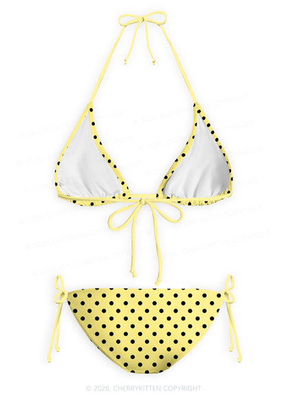 Black Dots On Yellow Y2K Print Bikini Set Cherrykitten