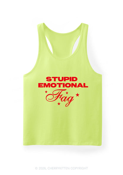 Stupid Emotional Fag Pride Y2K Men Racerback Tank Top Cherrykitten