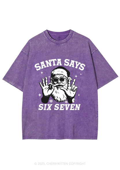 Christmas Santa Says Six Seven Y2K Shirts Washed Tee Cherrykitten