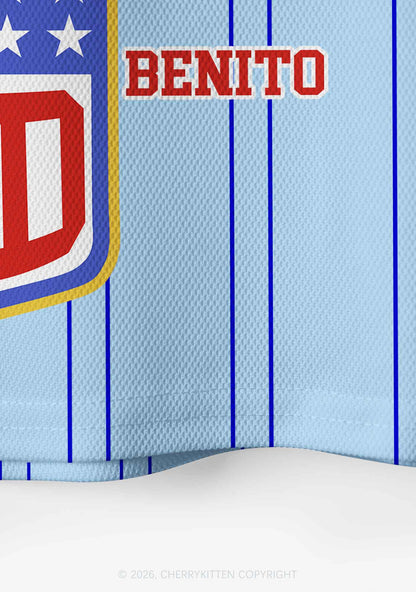 Blue Stripe Football Bunny Y2K Crop Sport Jersey Shirts Cherrykitten