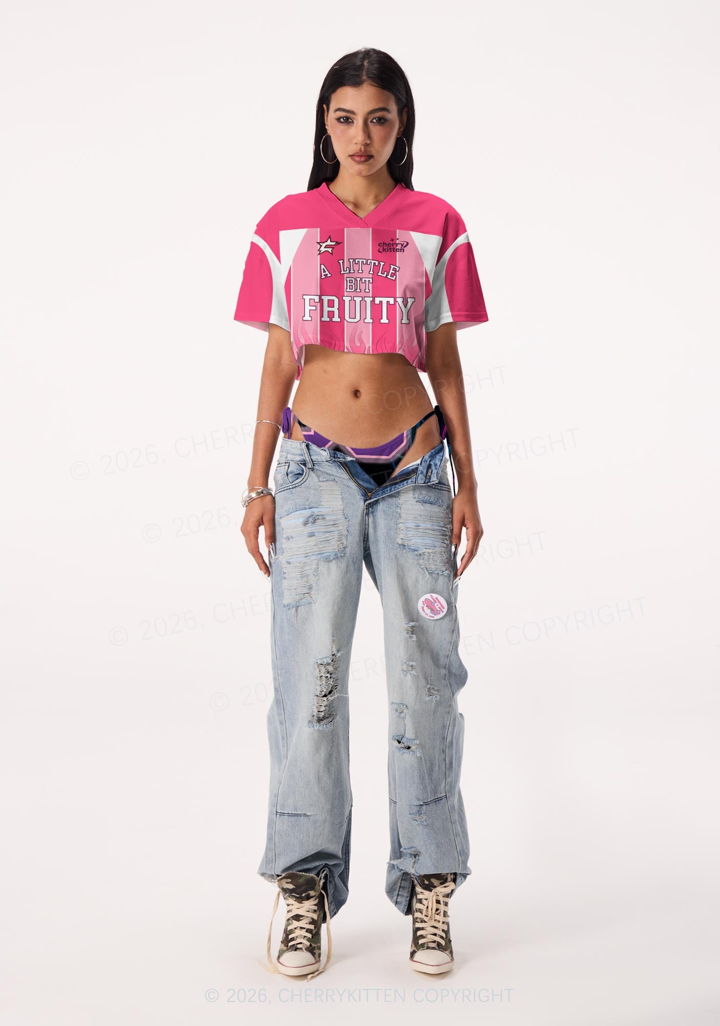 A Little Bit Fruity Pride Y2K Crop Sport Jersey Shirts Cherrykitten
