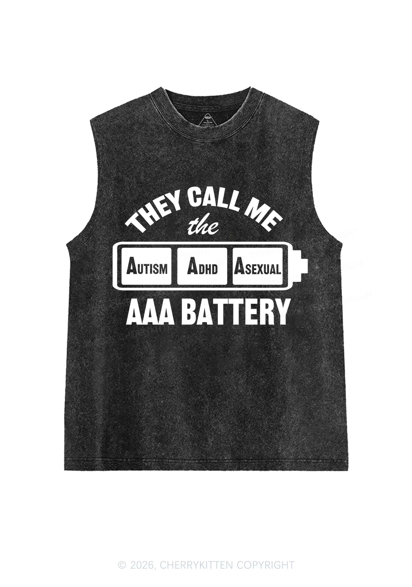 They Call Me AAA Battery Pride Y2K Washed Muscle Tank Cherrykitten