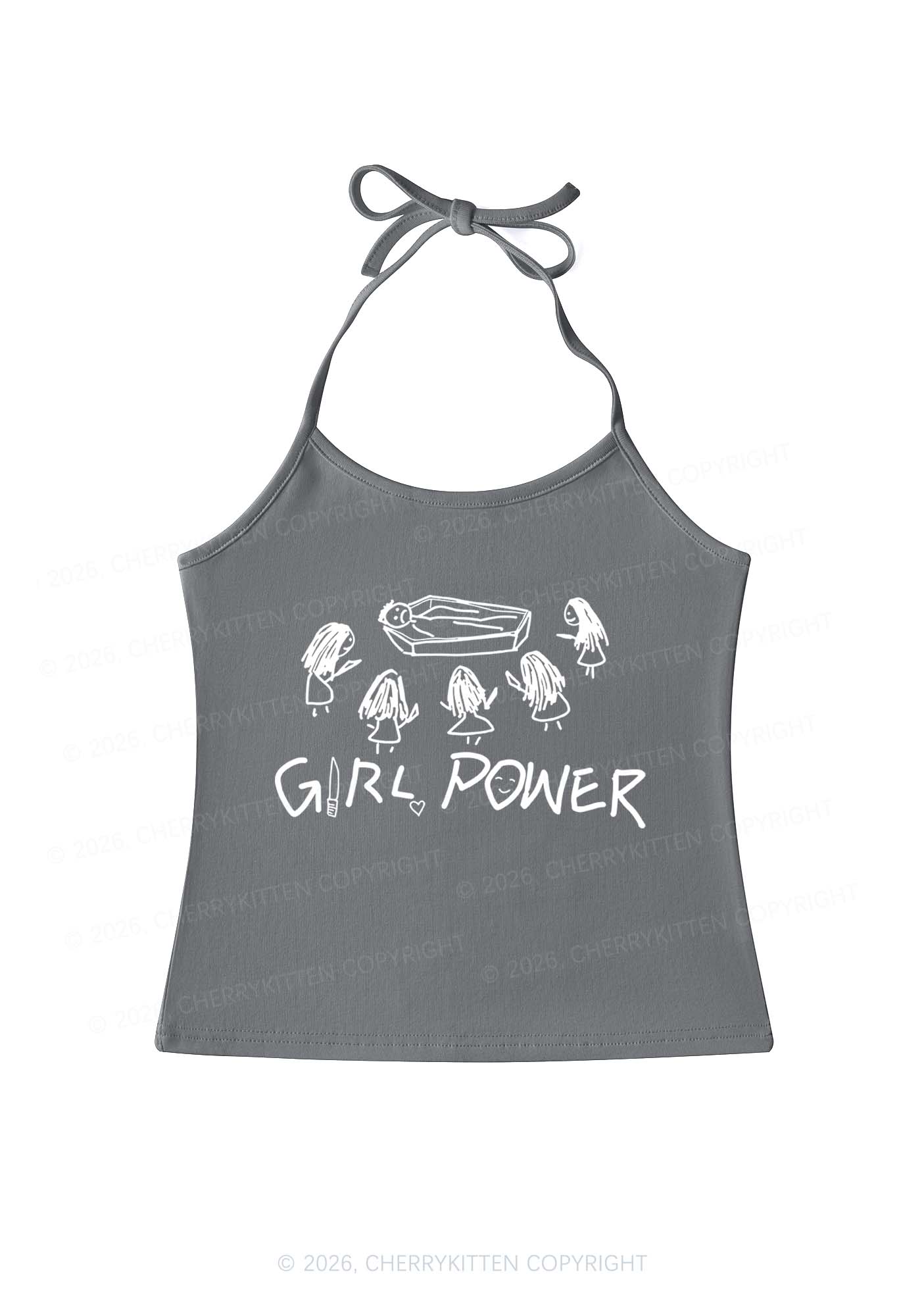 Girls Power Y2K Halter Neck Cami Cherrykitten