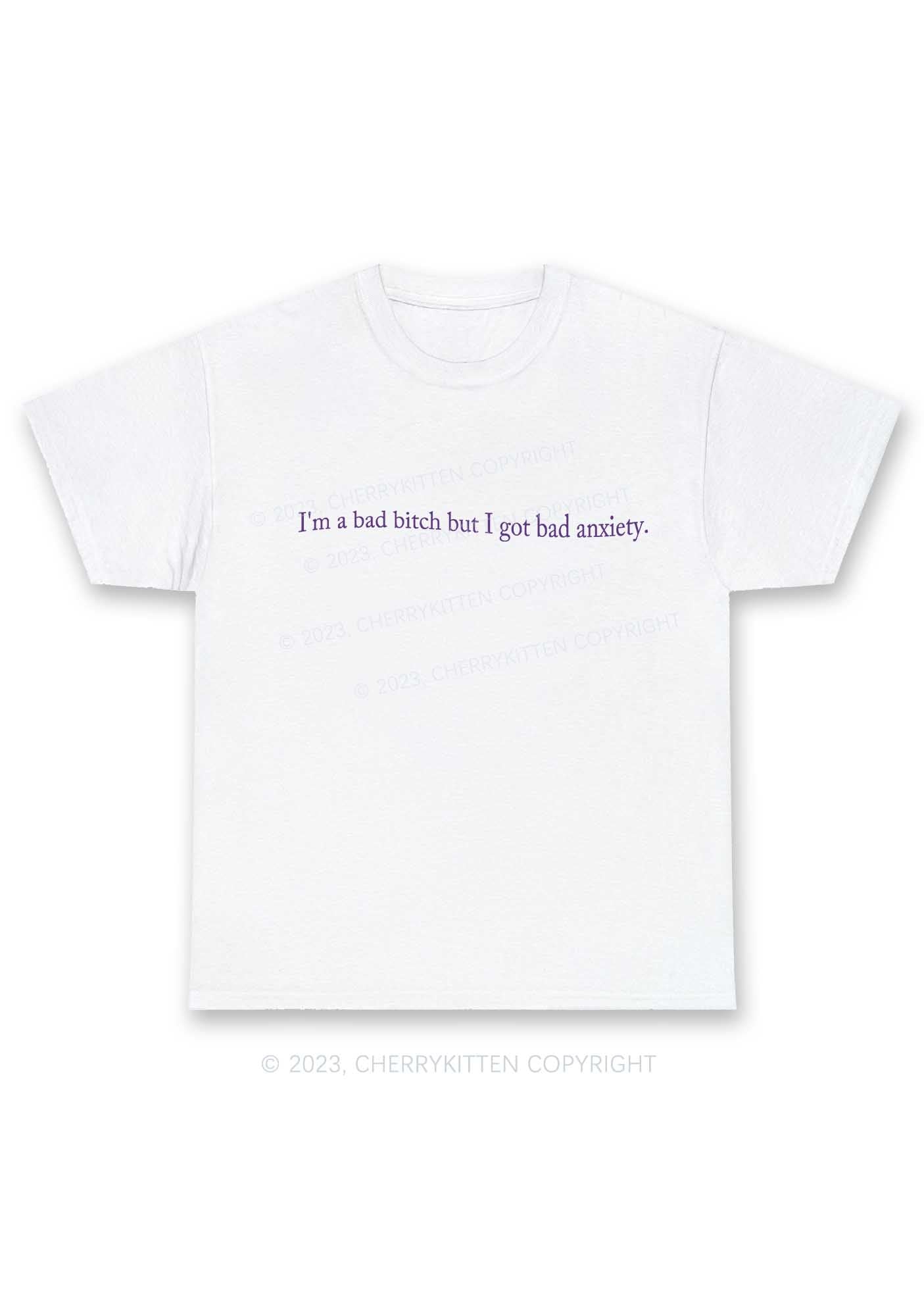 I'm A Bad Bxxch But I Got Bad Anxiety Y2K Chunky Shirt Cherrykitten