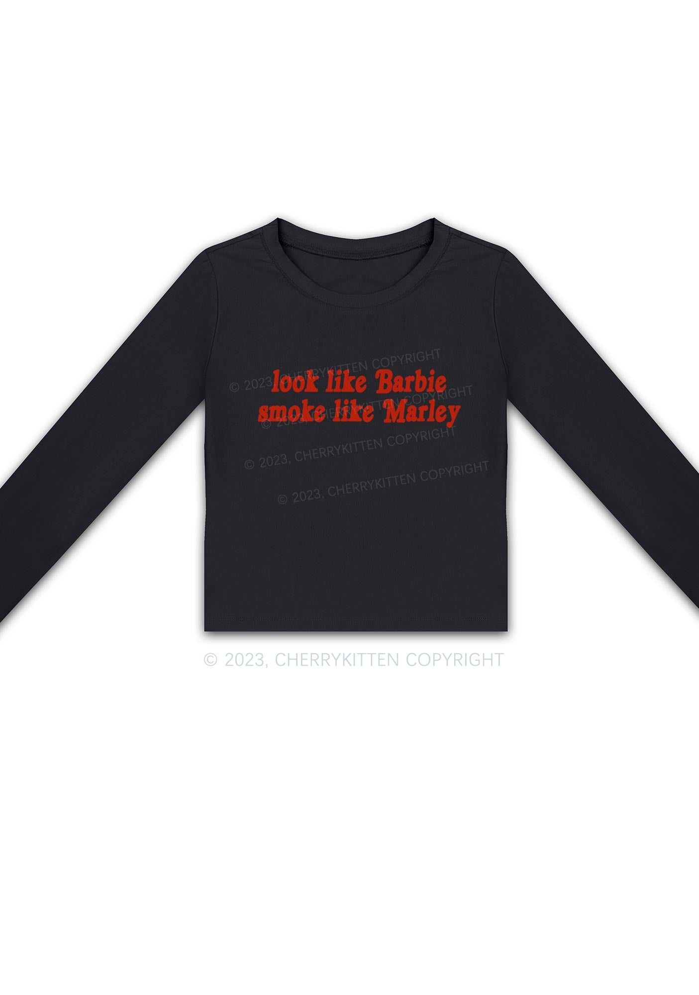 Smoke Like Marley Long Sleeve Crop Top Cherrykitten