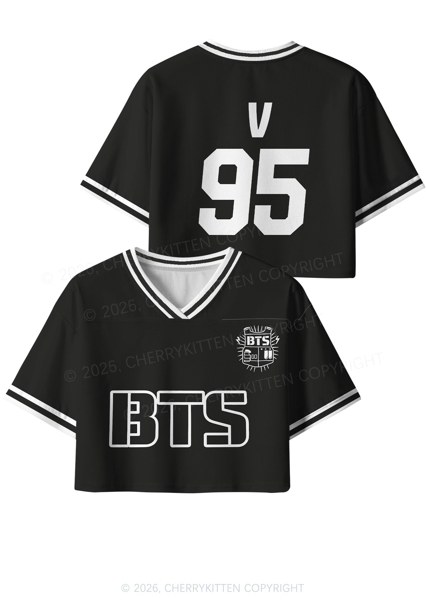 Black Kpop Boys Number Y2K Crop Sport Jersey Shirts Cherrykitten