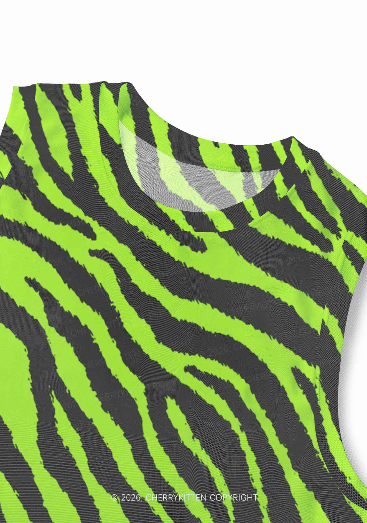 Green Zebra Y2K Mesh Muscle Tank Cherrykitten