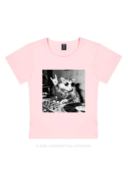 DJ Possum Y2K Baby Tee Cherrykitten