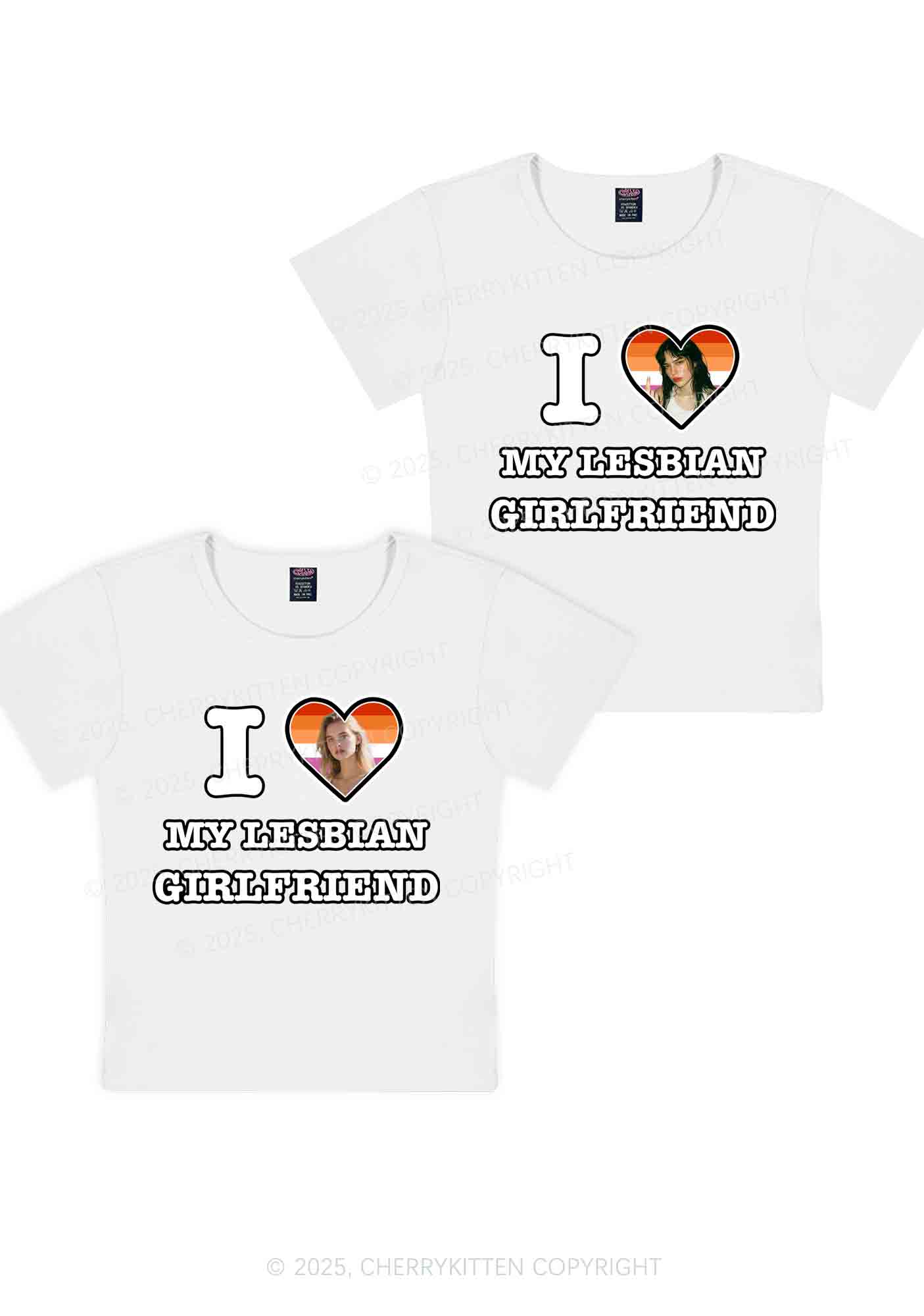Custom My Lesbian GF Pride Y2K Valentine's Day Baby Tee Cherrykitten