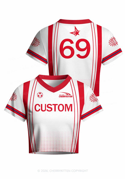 Custom Red Gradient Dots Y2K Crop Football Jersey Shirts Cherrykitten
