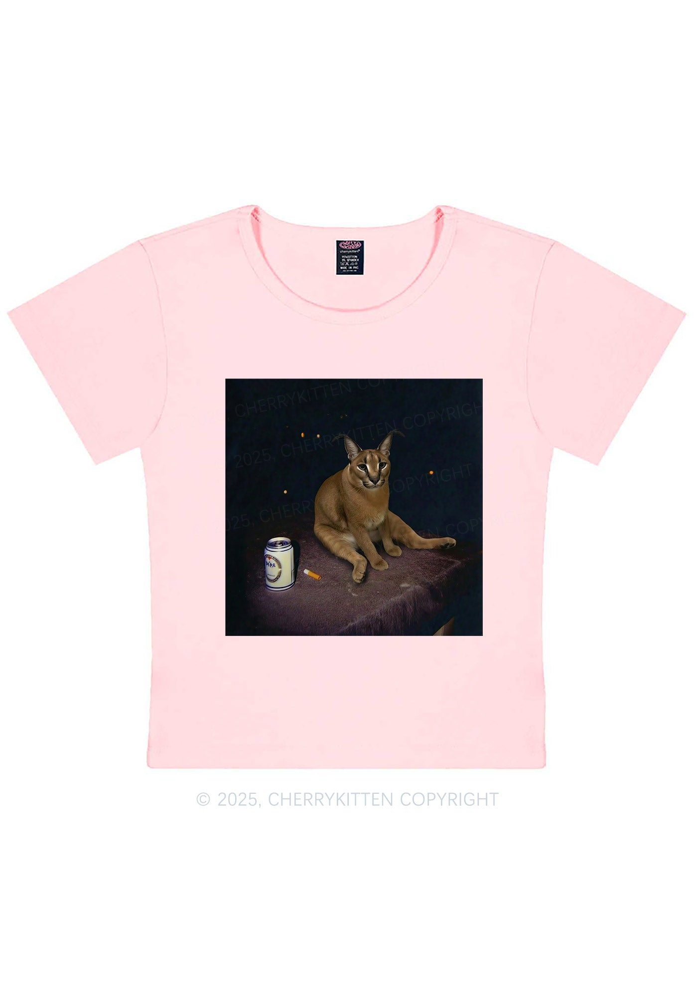 Drinking Floppa Y2K Baby Tee Cherrykitten