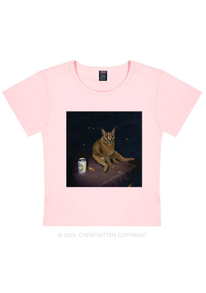 Drinking Floppa Y2K Baby Tee Cherrykitten