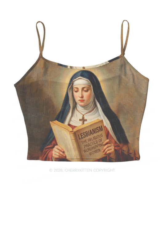 Lesbianism Nun Pride Y2K Mesh Cami Tank Cherrykitten