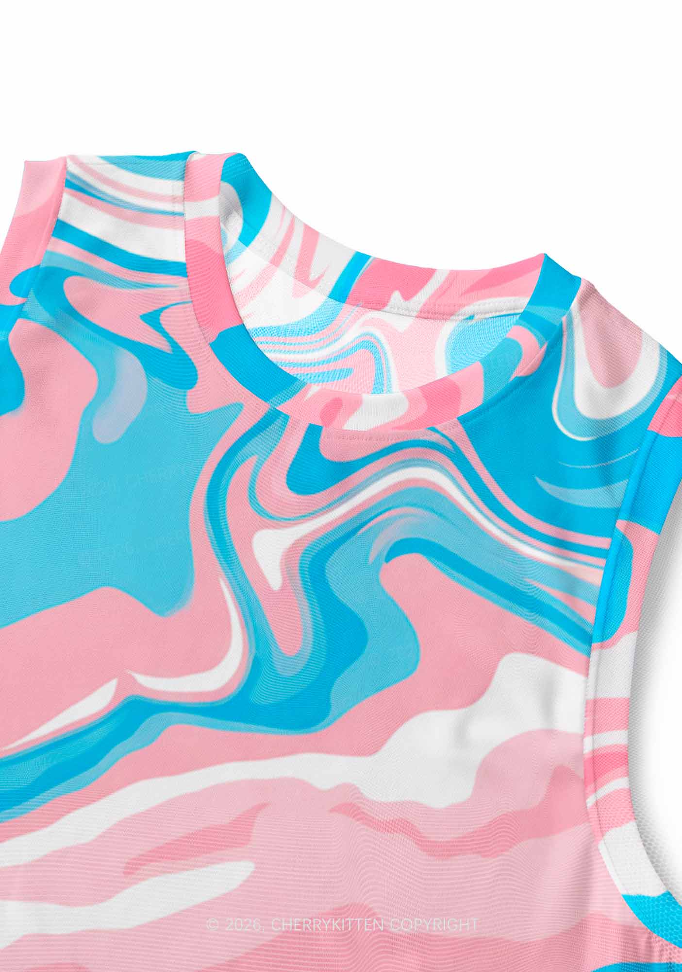 Trans Liquid Tie Dye Pride Y2K Mesh Muscle Tank Cherrykitten