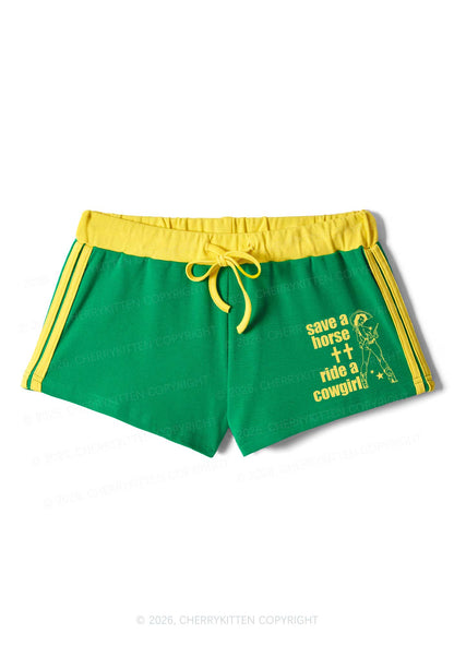 Save Horse Ride Cowgirl Pride Y2K Drawstring Mini Shorts Cherrykitten