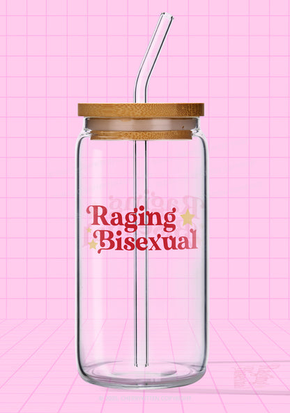 Raging Bisexual Stars Pride Y2K Printed Glass Cup Cherrykitten