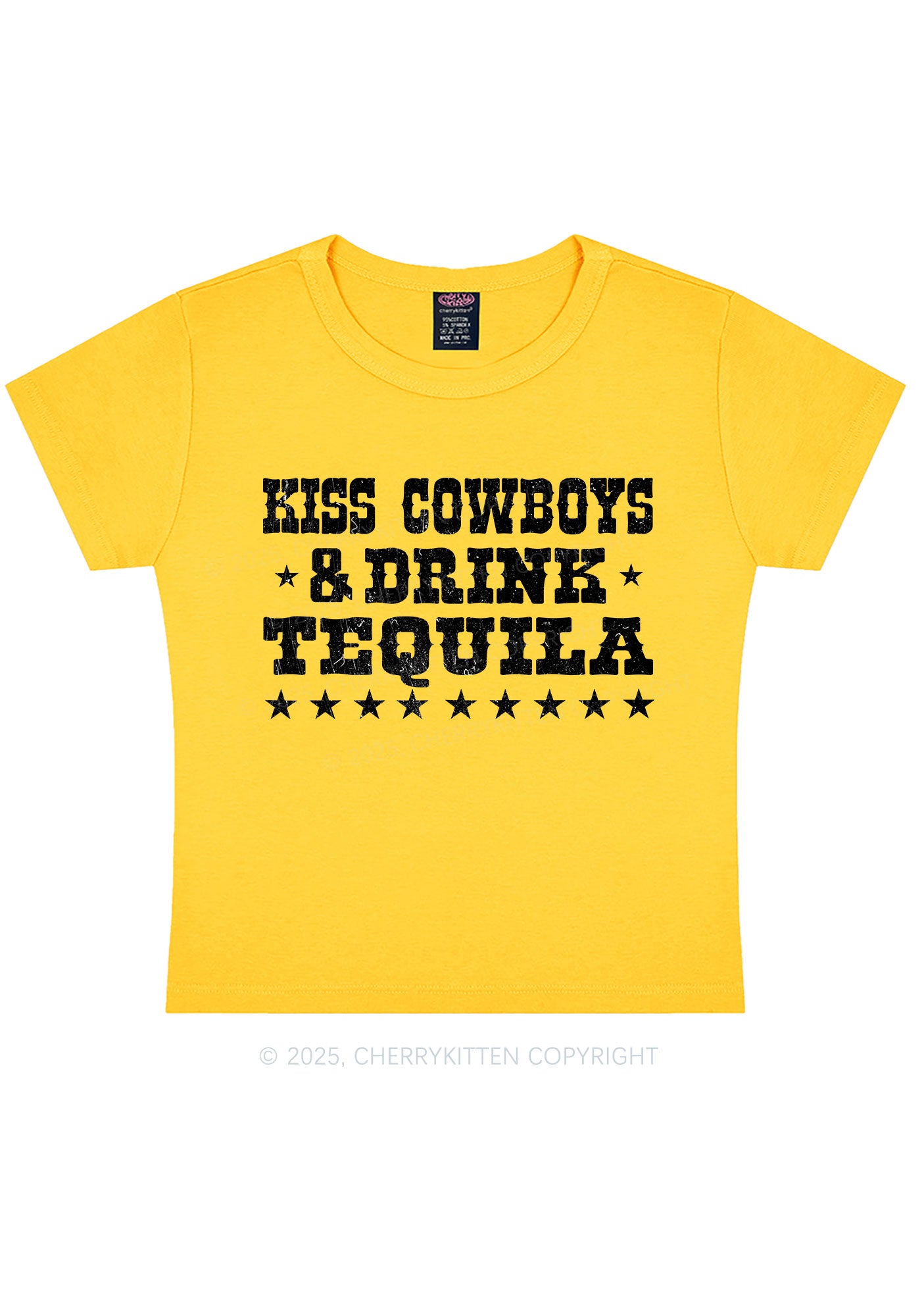 Kiss Cowboys Y2K Baby Tee Cherrykitten