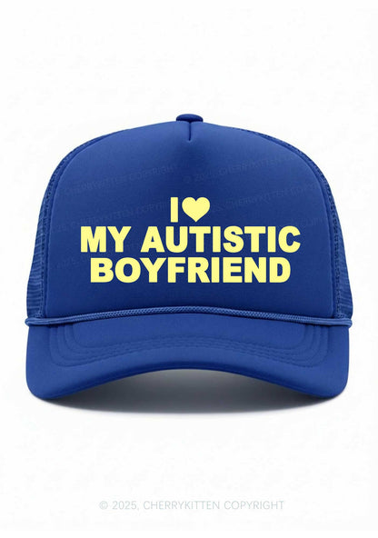I Love My Autistic GF BF Valentine's Day Y2K Trucker Hat Cherrykitten