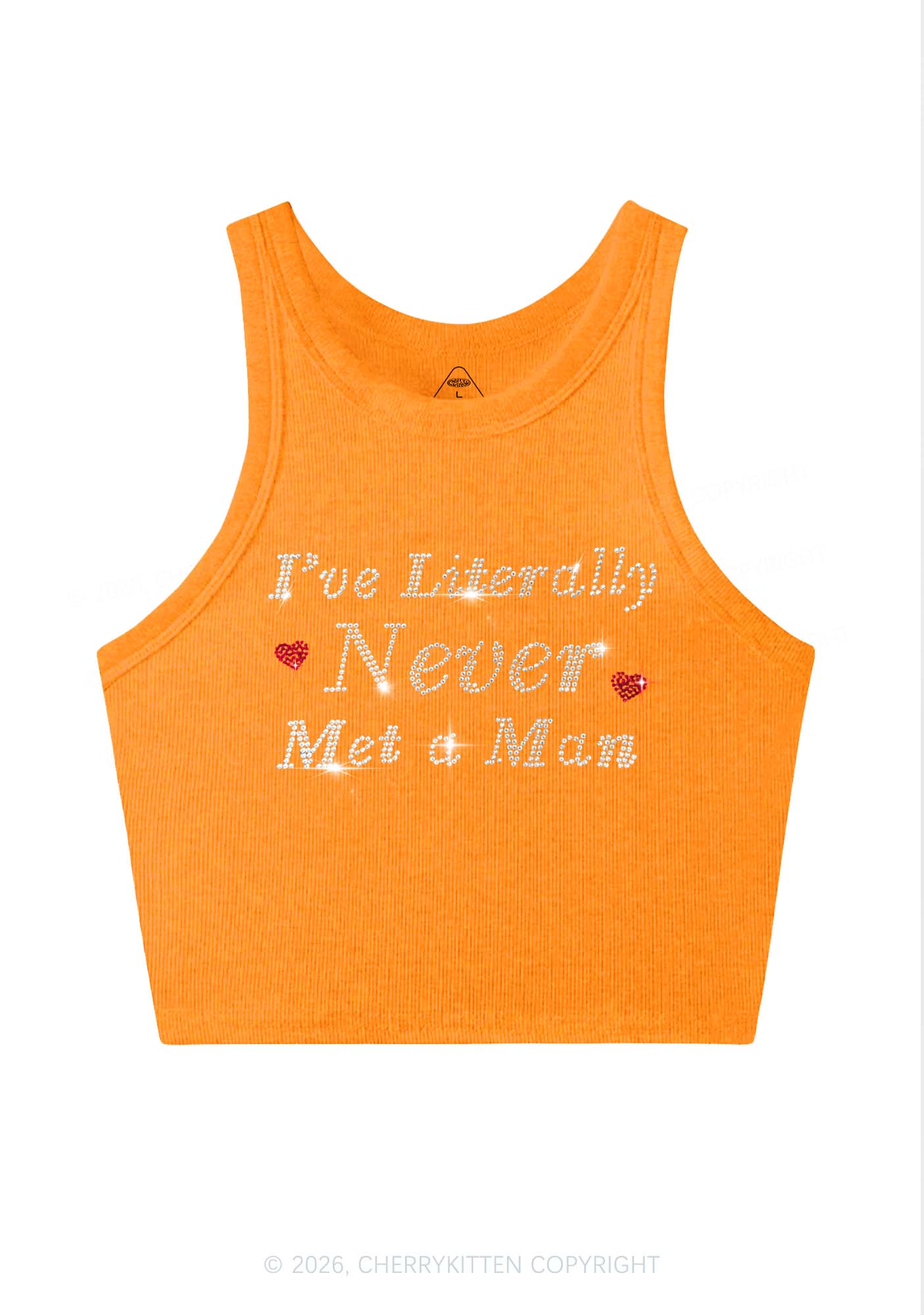 Rhinestone Never Met A Man Pride Y2K Crop Tank Top Cherrykitten