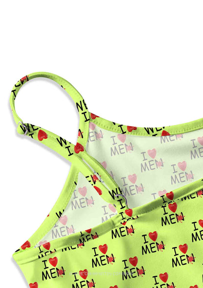 Love Me Not Men Green Valentine's Day Y2K Print Cami Crop Top Cherrykitten