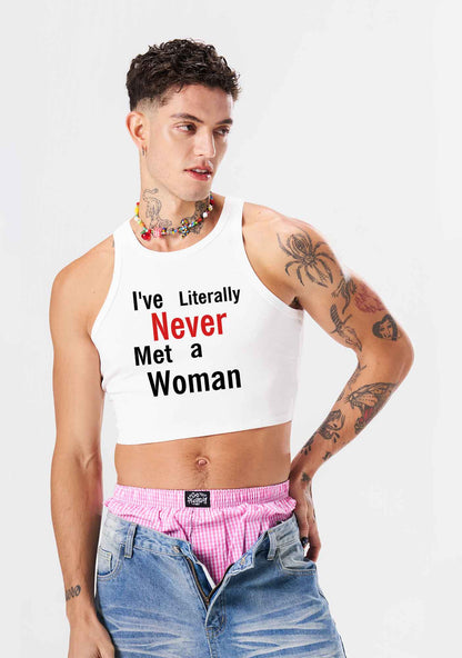 Never Met A Woman Pride Y2K Crop Tank Top Cherrykitten