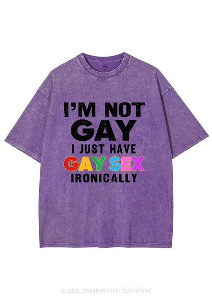 Gay Sx Ironically Pride Y2K Shirts Washed Tee Cherrykitten