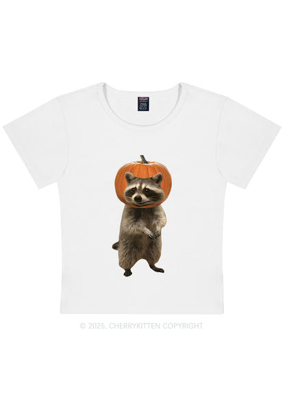Halloween Silly Raccoon Y2K Baby Tee Cherrykitte