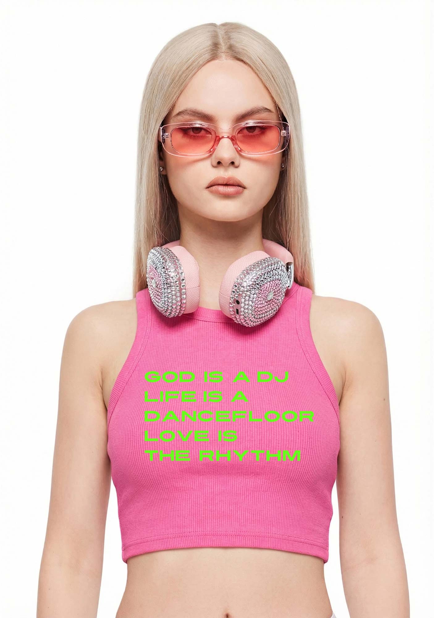 Love Is The Rhythm Y2K Crop Tank Top Cherrykitten