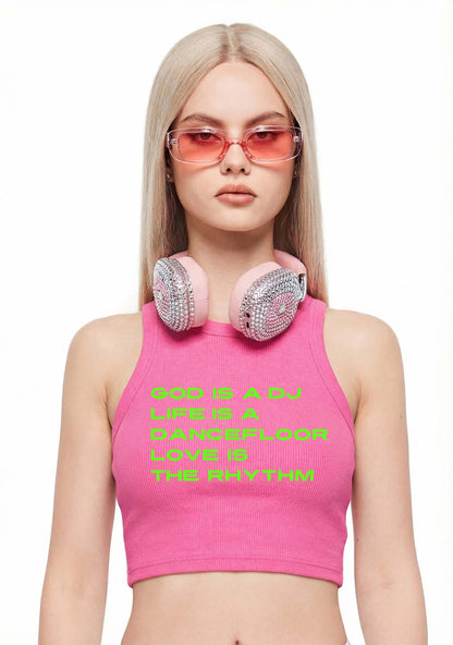 Love Is The Rhythm Y2K Crop Tank Top Cherrykitten