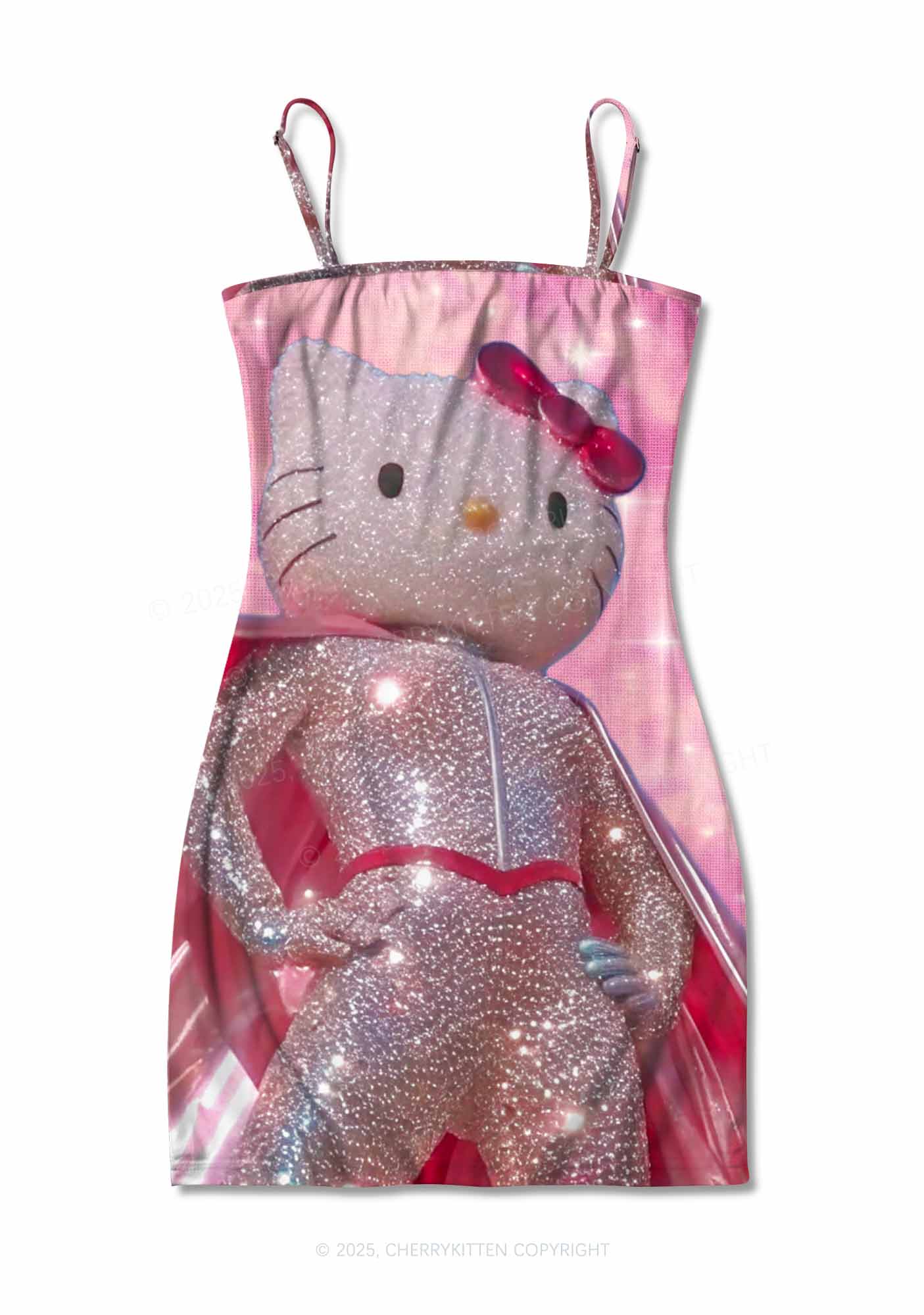Diamond Kitten Y2K Print Slip Dress Cherrykitten