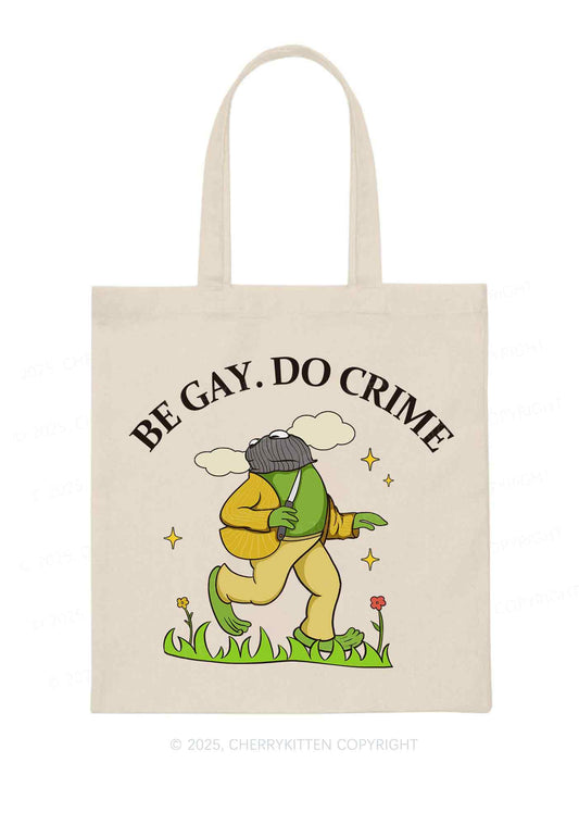 Be Gay Do Crime Frog Pride Y2K Canvas Tote Bag Cherrykitten