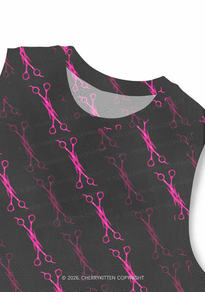 Pink Scissors Pride Y2K Mesh Muscle Tank Cherrykitten