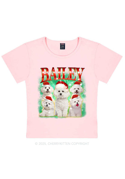 Custom Christmas Puppy Y2K Baby Tee Cherrykitten