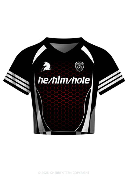 Black He Him Hole Pride Y2K Crop Football Jersey Shirts Cherrykitten
