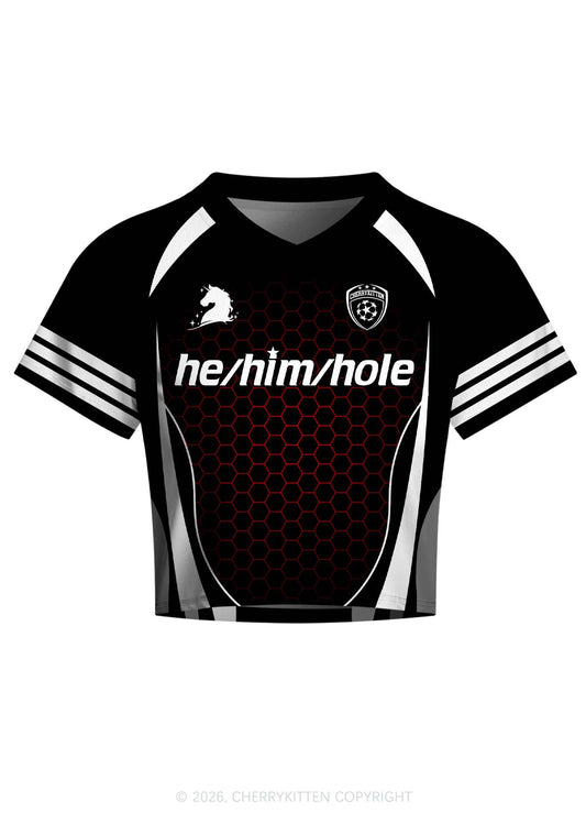 Black He Him Hole Pride Y2K Crop Football Jersey Shirts Cherrykitten