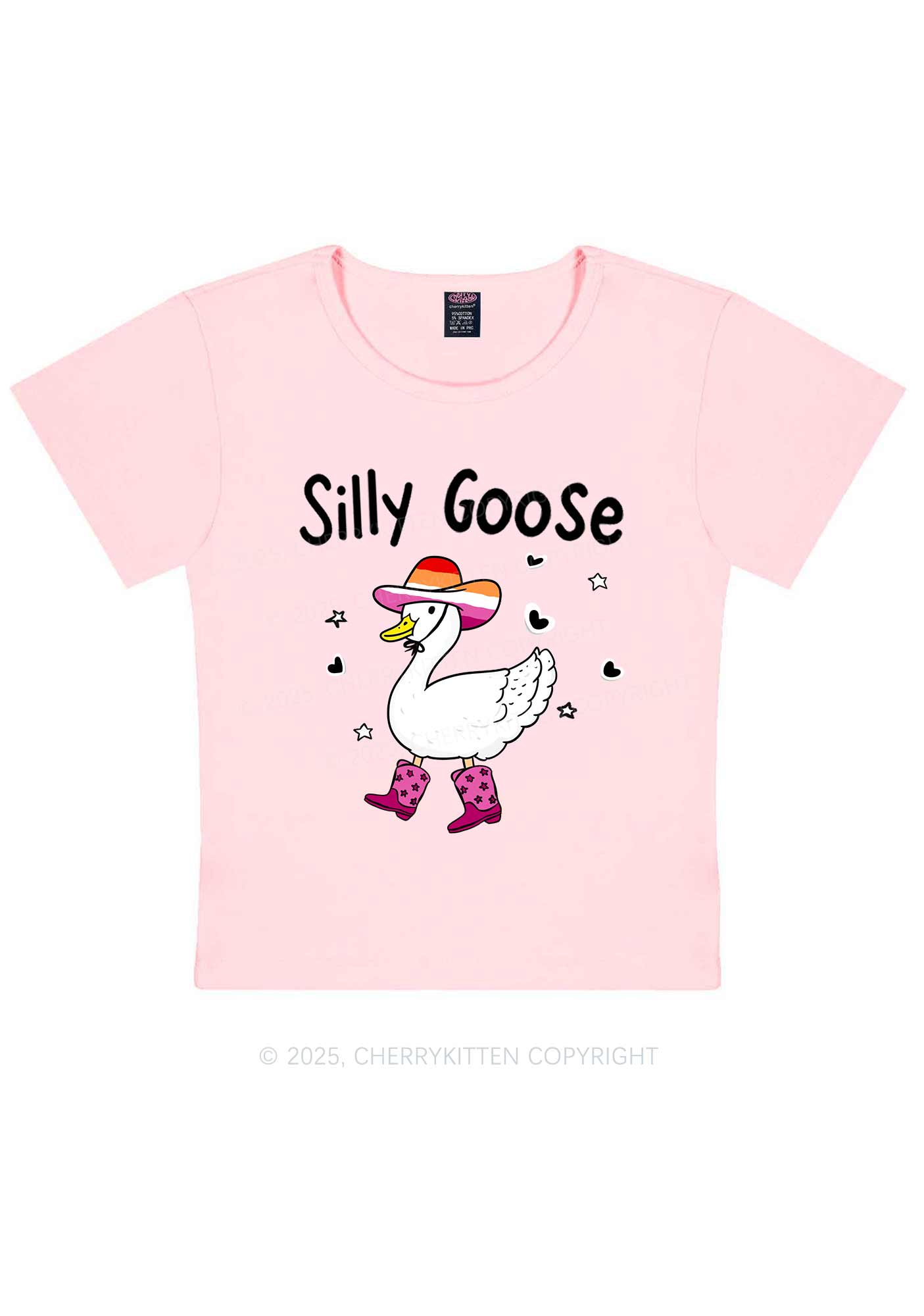Silly Goose Lesbian Pride Y2K Baby Tee Cherrykitten
