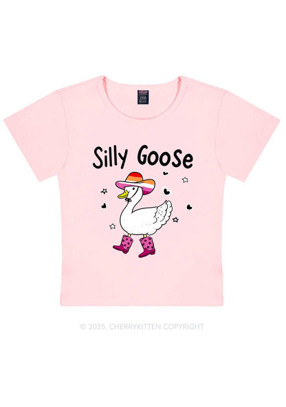 Silly Goose Lesbian Pride Y2K Baby Tee Cherrykitten