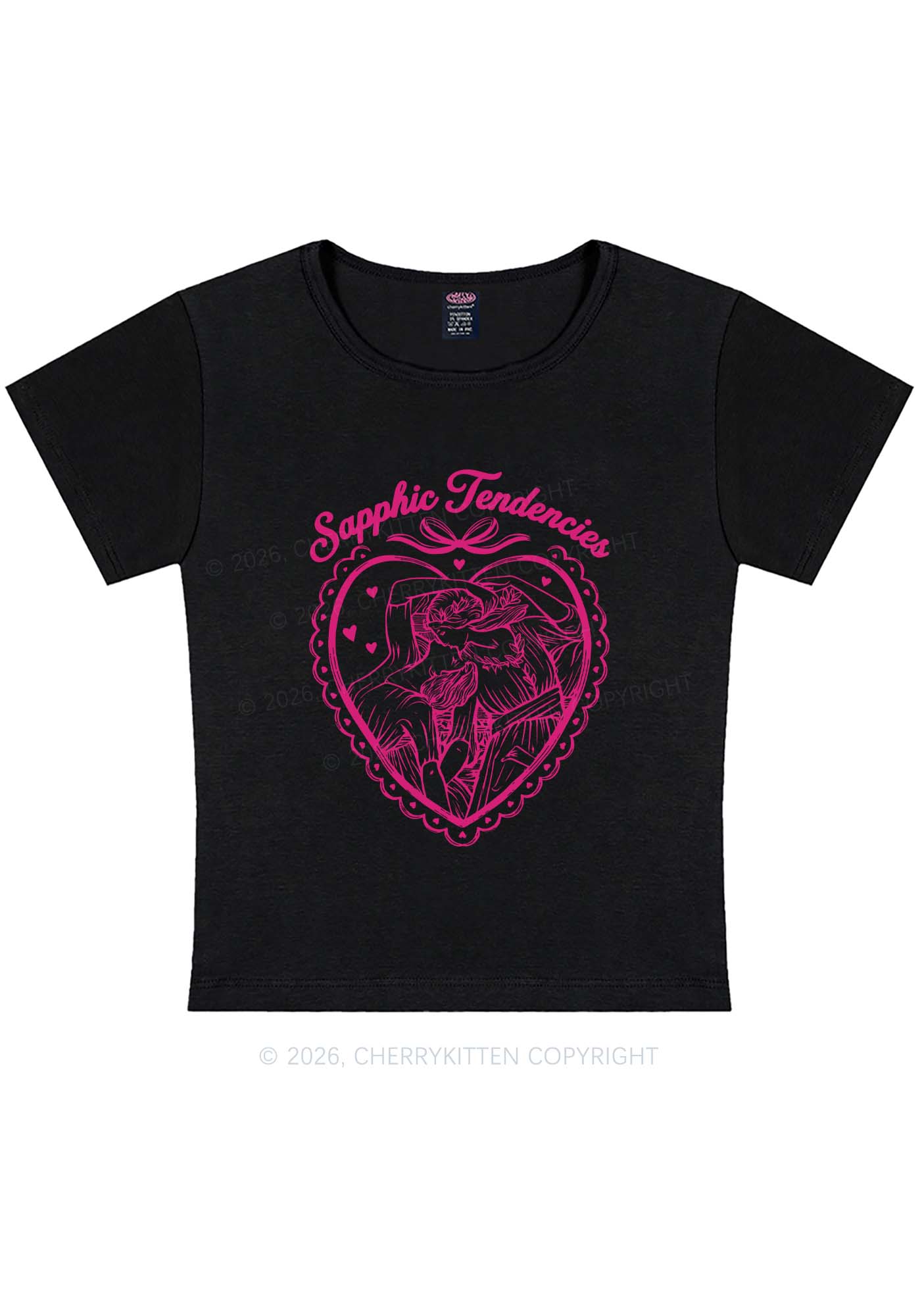 Sapphic Tendencies Art Pride Y2K Baby Tee Cherrykitten