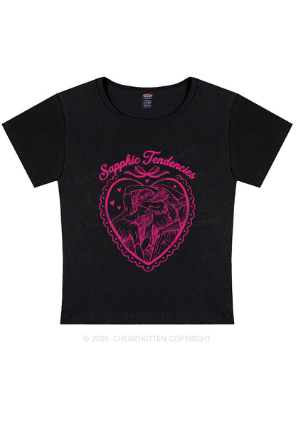 Sapphic Tendencies Art Pride Y2K Baby Tee Cherrykitten