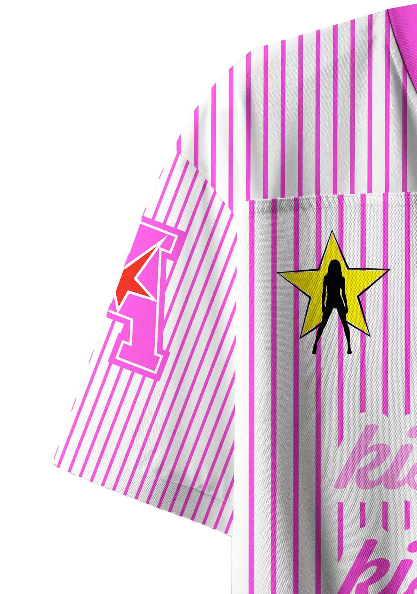 Kiss More Girls Pink Stripes Pride Y2K Crop Sport Jersey Shirts Cherrykitten