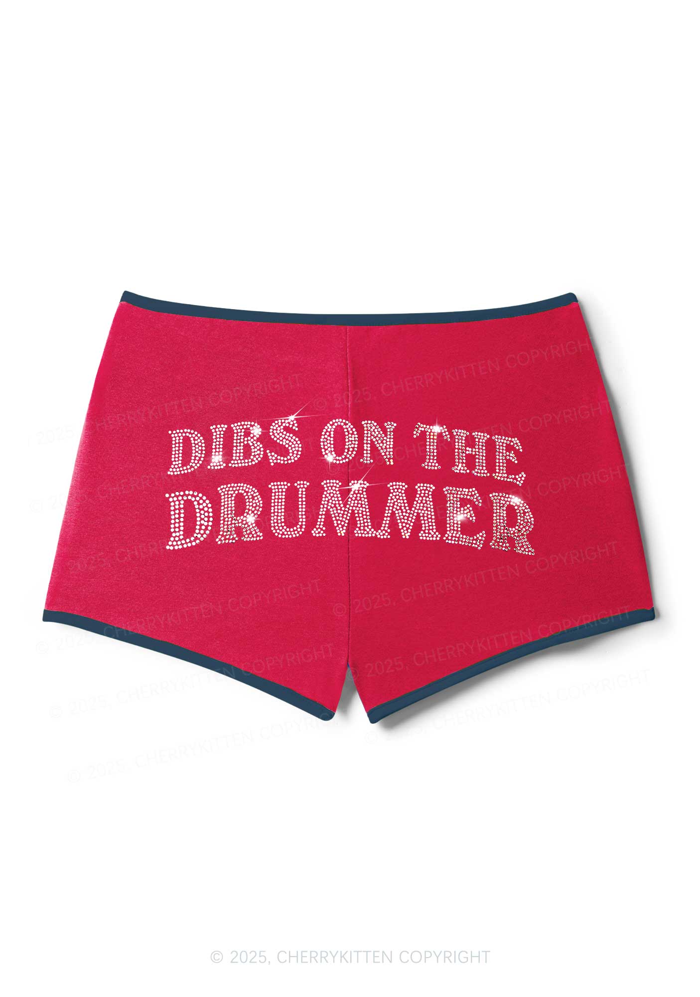 Rhinestone Dibs On The Drummer Y2K Booty Shorts Cherrykitten