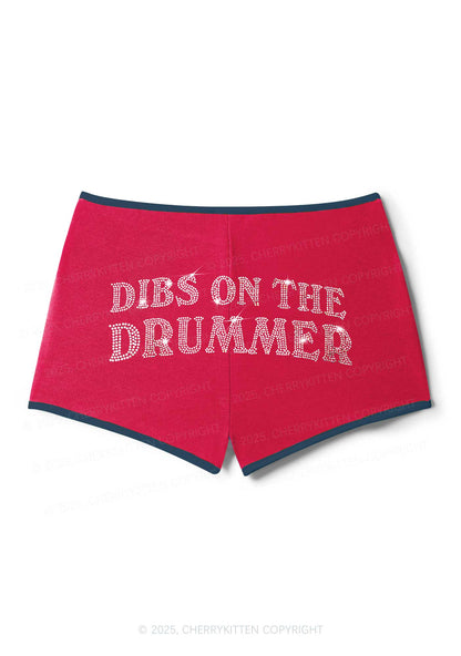 Rhinestone Dibs On The Drummer Y2K Booty Shorts Cherrykitten