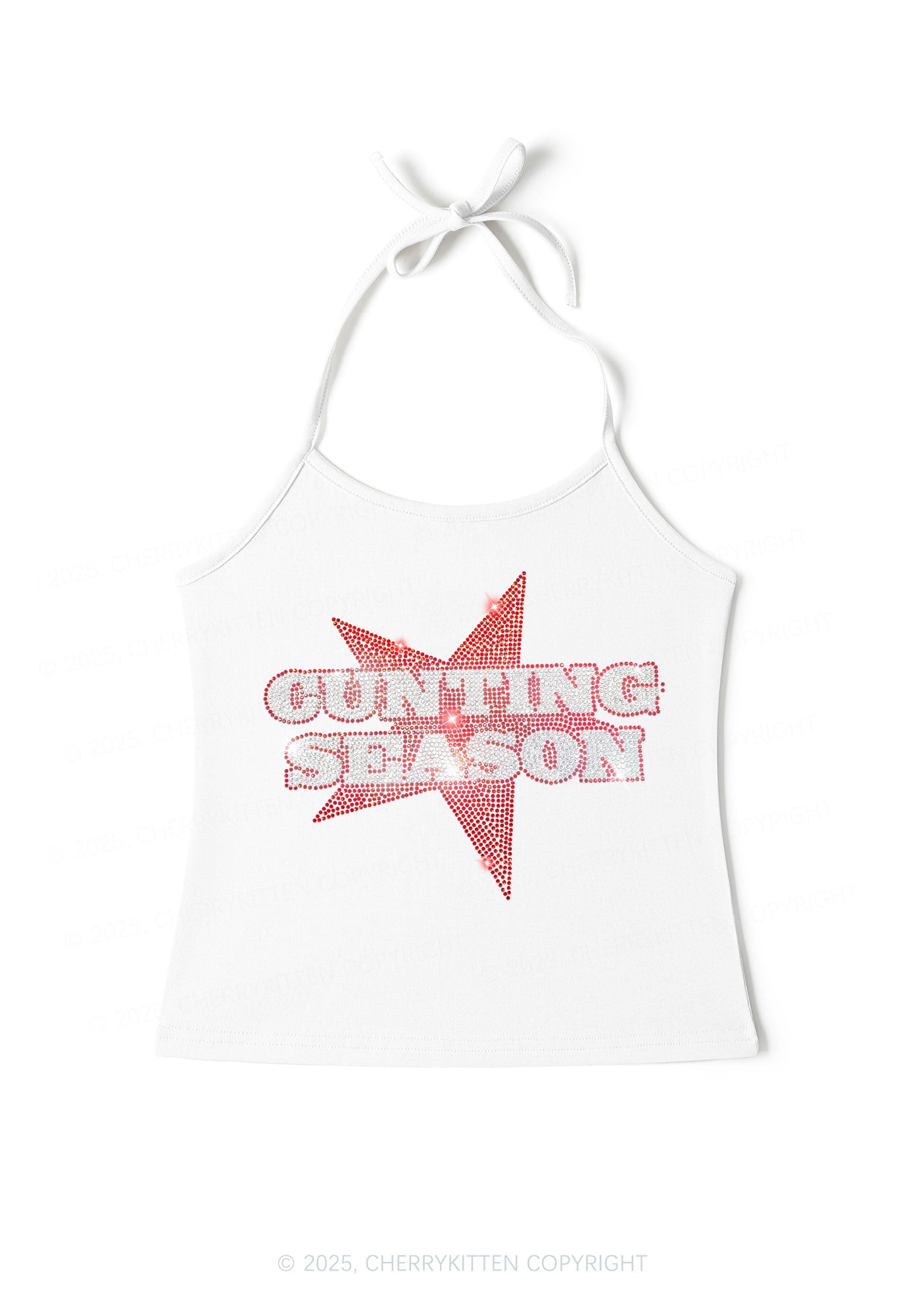 Rhinestone Cxxting Season Y2K Halter Neck Cami Cherrykitten