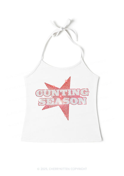 Rhinestone Cxxting Season Y2K Halter Neck Cami Cherrykitten