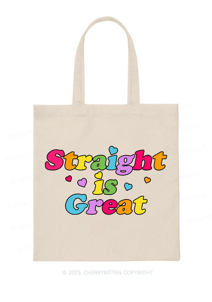 Straight Is Great Pride Y2K Canvas Tote Bag Cherrykitten