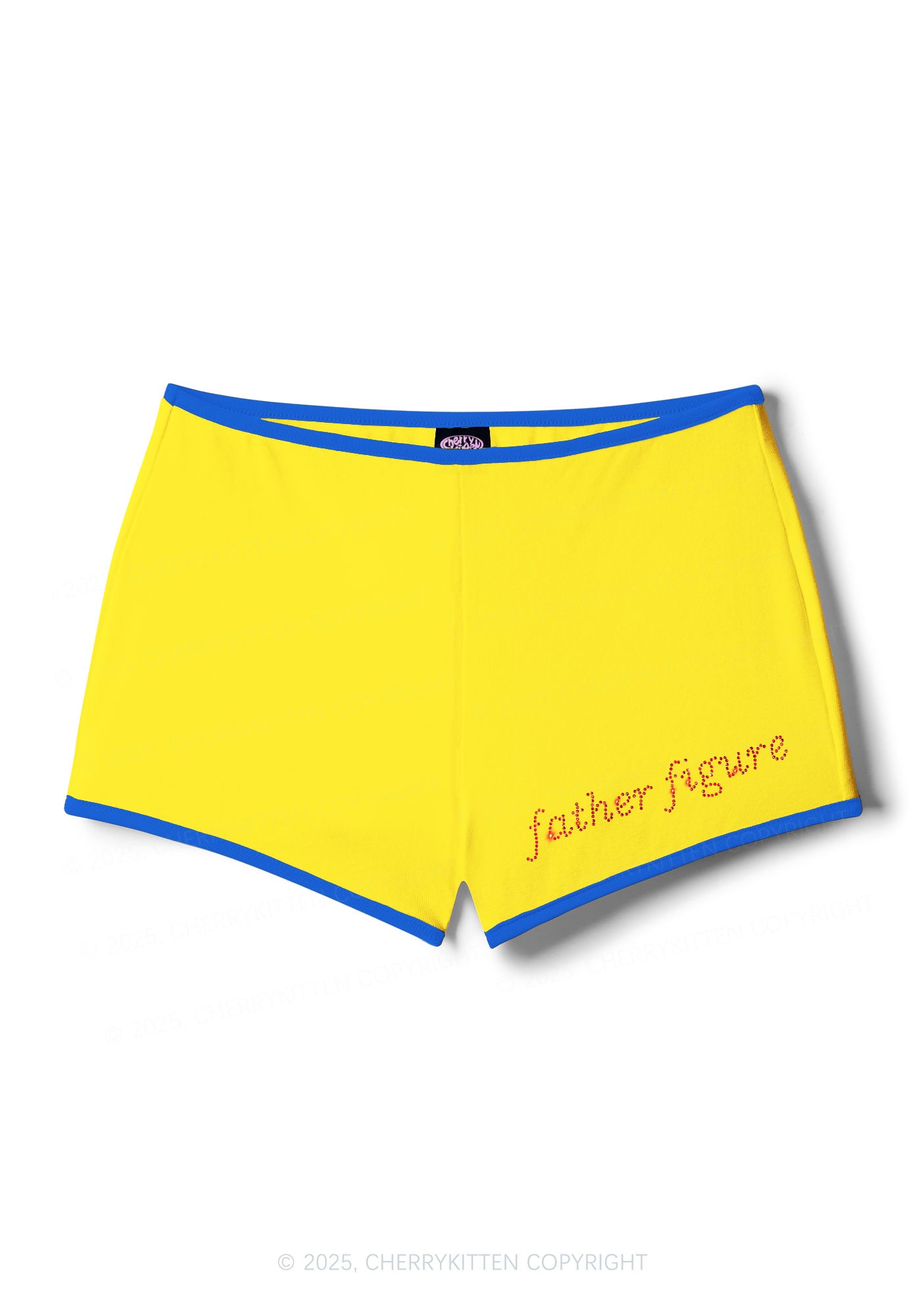 Rhinestone Red Father Figure Y2K Booty Shorts Cherrykitten