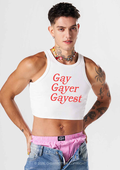 Gay Gayer Gayest Pride Y2K Crop Tank Top Cherrykitten