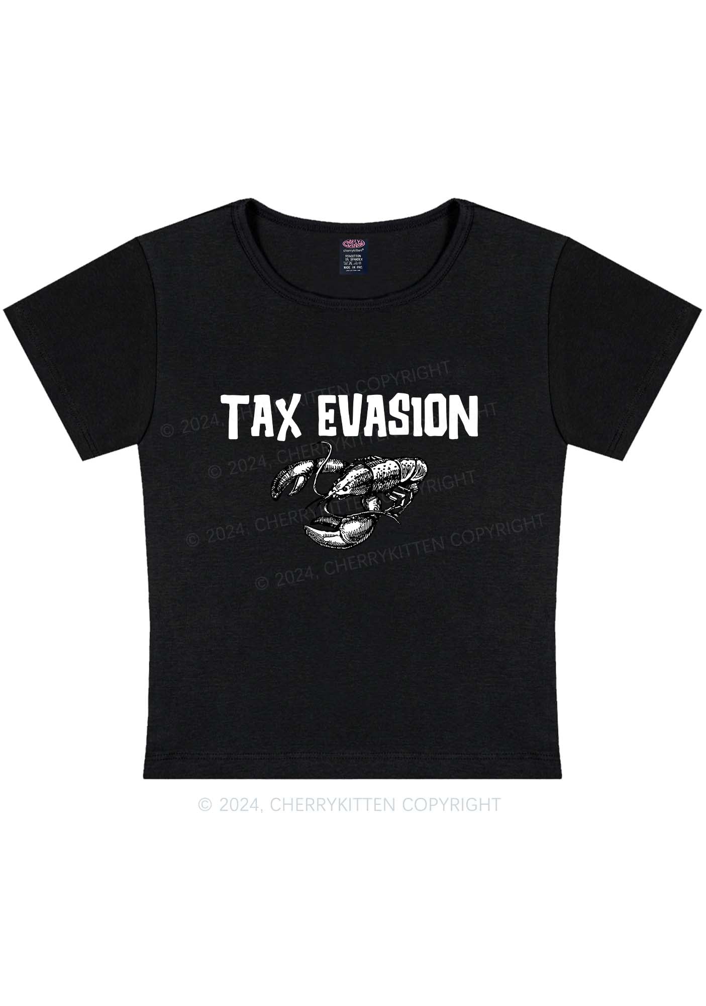Curvy Tax Evasion Lobster Y2K Baby Tee Cherrykitten