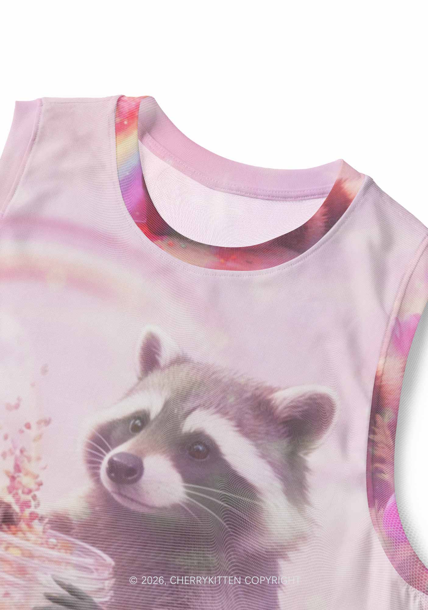 Rainbow Raccoon Pride Y2K Mesh Muscle Tank Cherrykitten