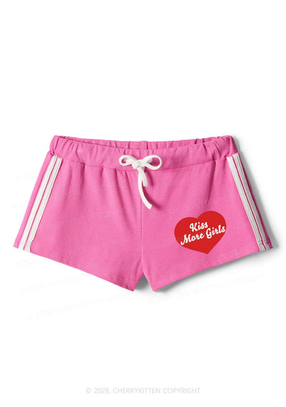Kiss More Girls Pride Y2K Drawstring Mini Shorts Cherrykitten